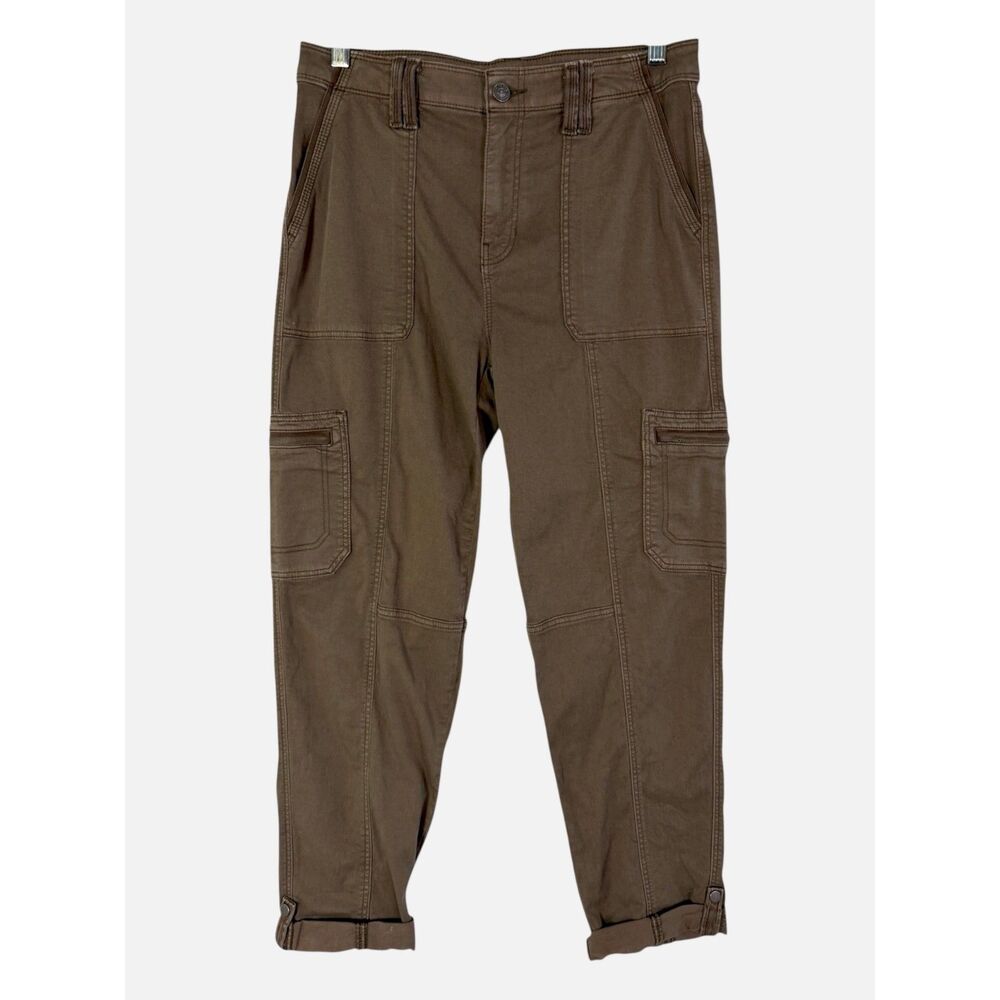 Chico's Brown Stretch Cargo Utility Tapered Ankle Pants Pockets 0.5 US 6